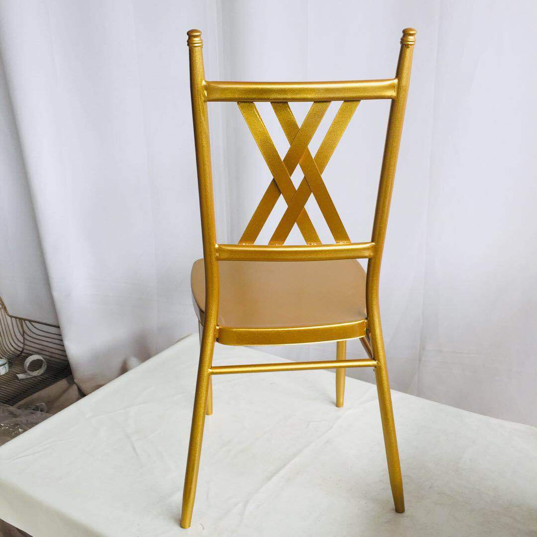 工厂直销叉背竹节椅婚庆椅婚礼竹节椅金属餐椅铁椅铁艺椅