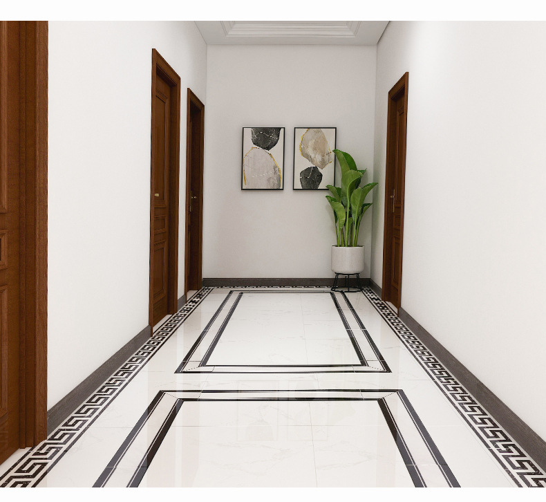 波导线砖客厅150*800地砖拼花微晶波打线现代简约灰色过道地脚线