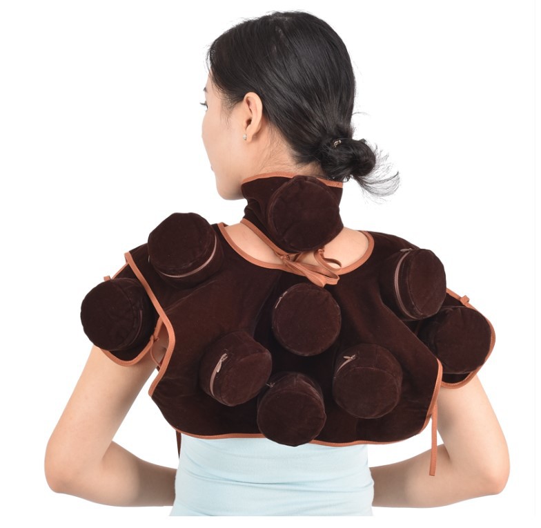 九联艾灸无烟包布袋艾灸衣棕色植绒布套颈肩部艾灸服随身