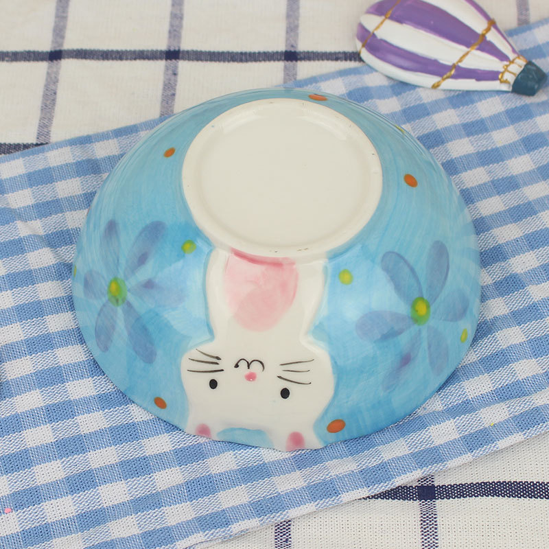 Trending Creative Unicorn Cartoon Animal 6-Inch Bowl Children's Ceramic Tableware Cute Rabbit Bowl Household Dog Bowl