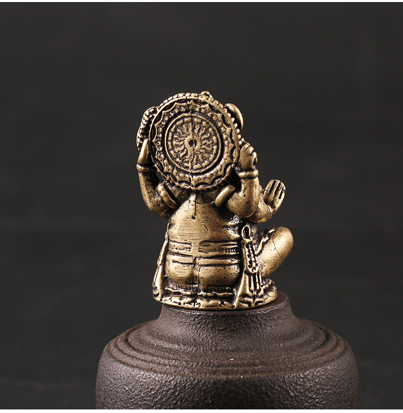 黄铜泰国象神白象精财神东南亚黄铜工艺品饰品摆件收藏手把件摆件