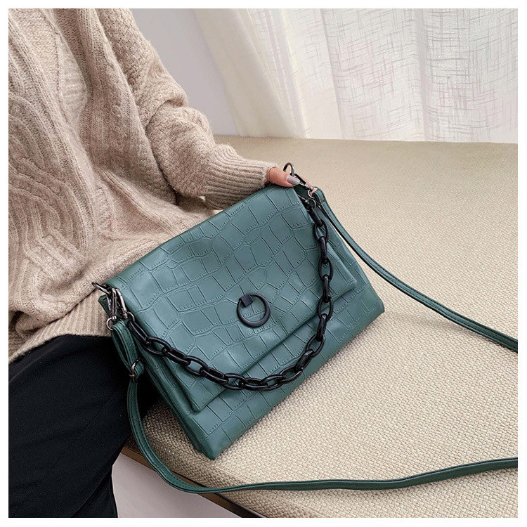 超软质感石头纹信封包大容量双层链条单肩包韩国百搭斜挎女包批发