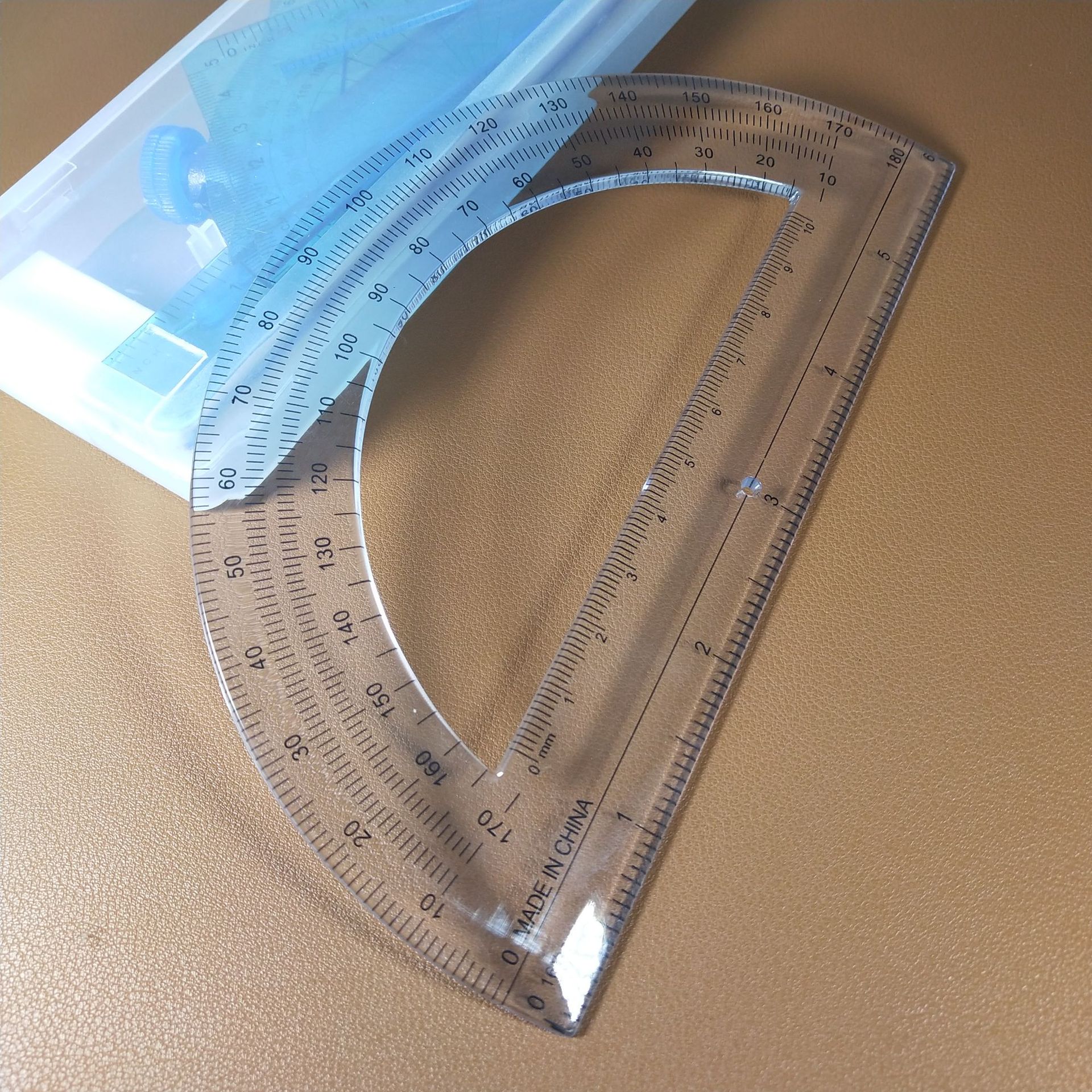塑料量角器 15cm塑料透明尺子 吸卡包装 学生绘图工具 半圆尺