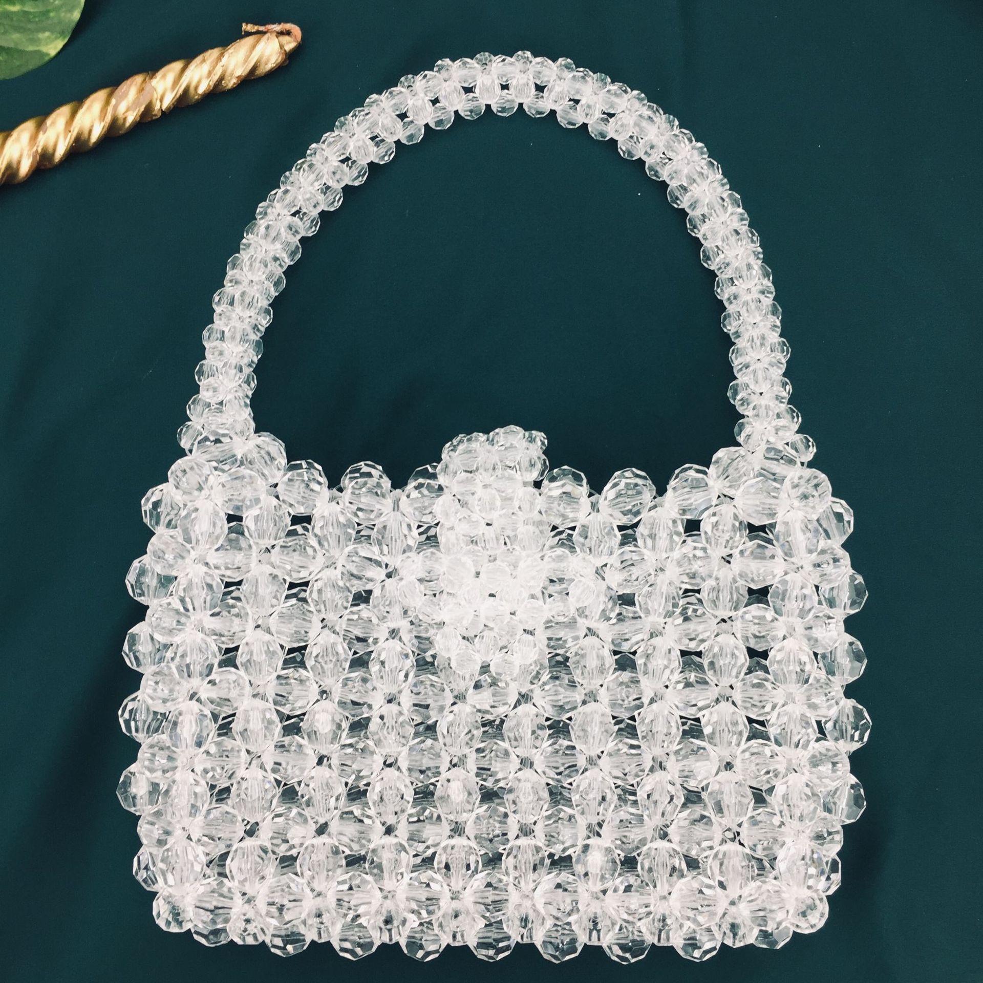 夏季海滩度假风浪漫仙气仙女透明水晶串珠手工婚宴晚宴手提包