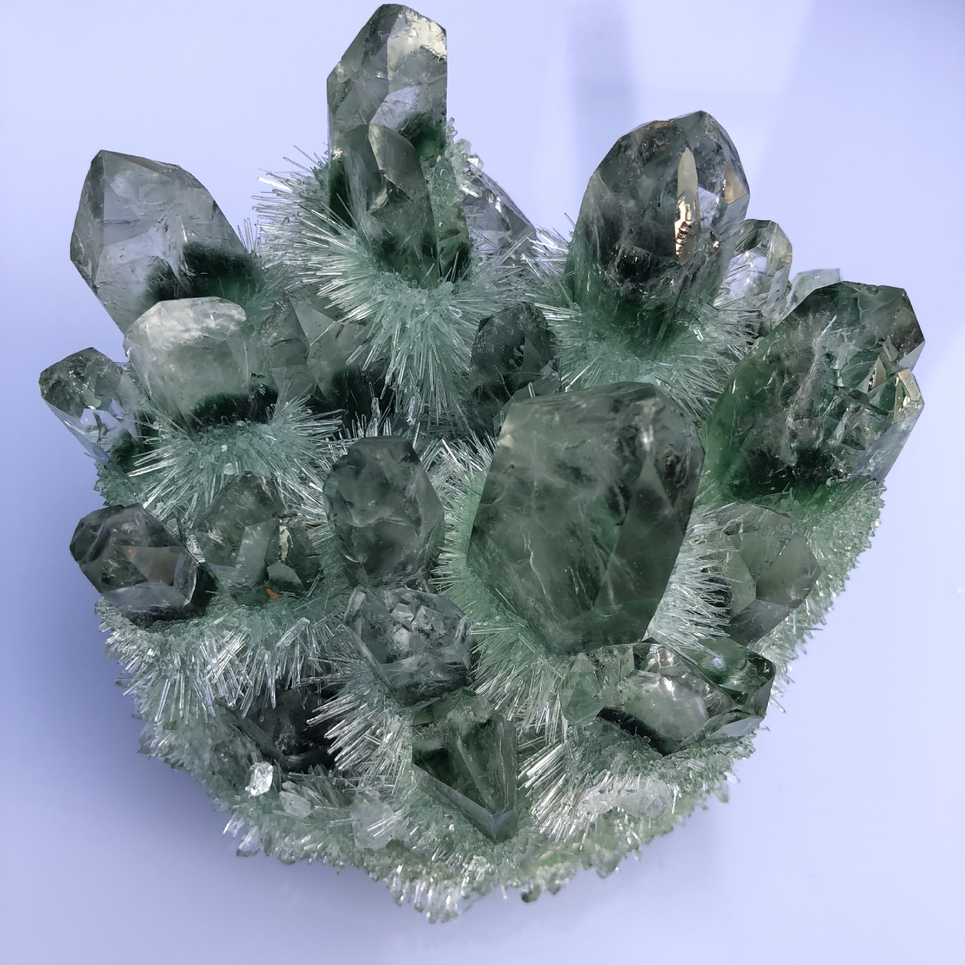 天然绿幽灵晶簇 绿幽灵水晶簇摆件 消磁净化风水 家居摆件 批发