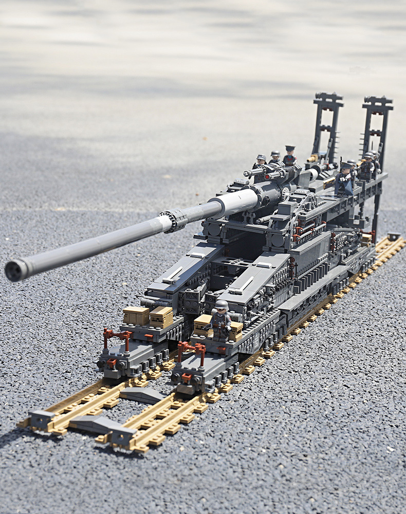 开智10005多拉巨炮古斯塔夫列车炮模型大型积木大人难度拼装玩具