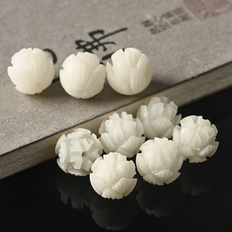 菩提根雕刻小莲花散珠佛珠念珠创意 diy文玩饰品手串配件成品珠子