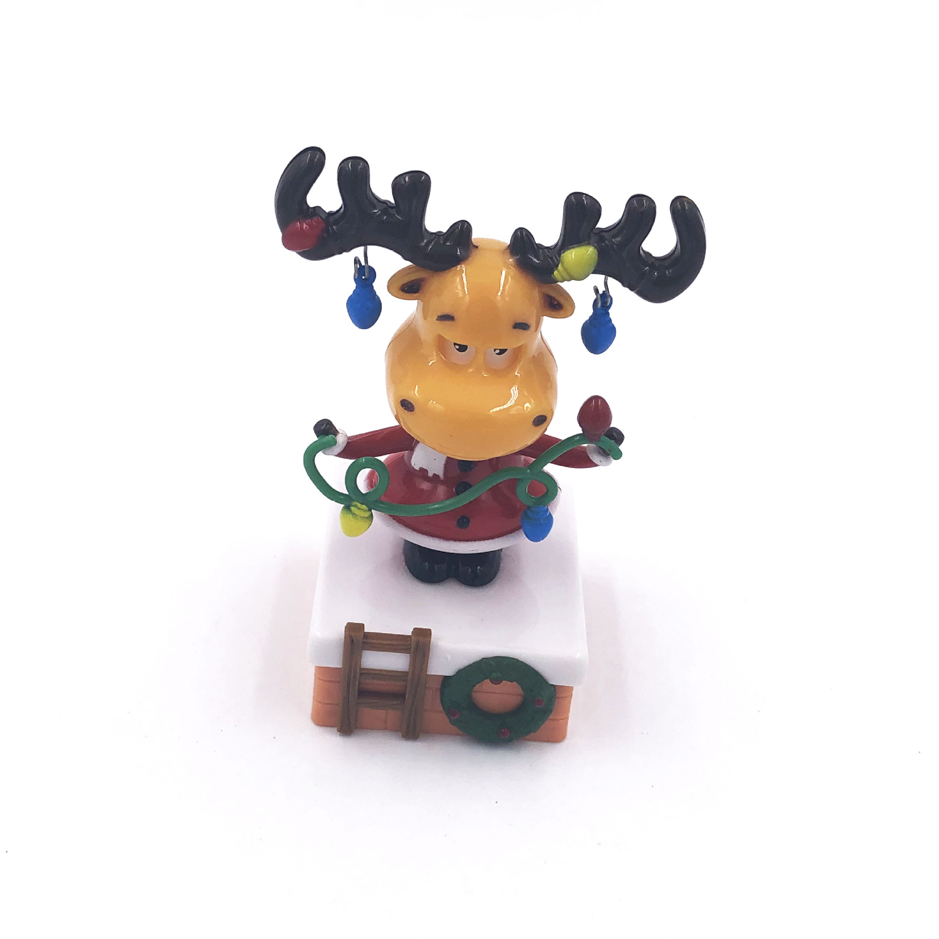 Christmas Calf Wearing Elk Solar Doll Car Interior Car Decoration ABS Material Support Sample