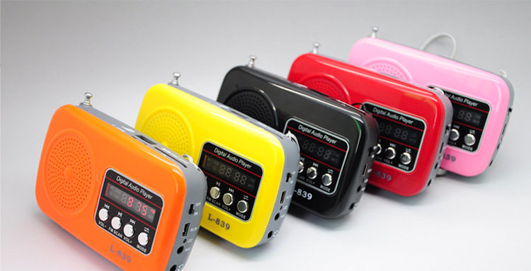 厂家批发l-839 盲人语音播报机插卡收音机便携式老人播放器晨练器