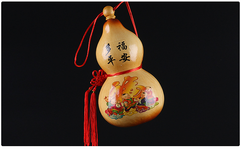 中大号天然葫芦贴画彩绘开口酒葫芦17-30cm家居装饰挂件文艺摆件