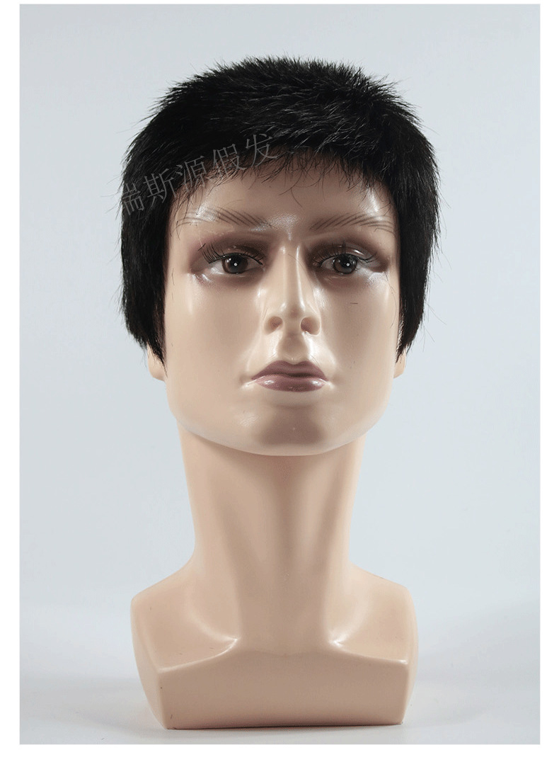 许昌假发全手织全真发男士毛寸短发 中年男士真人发丝男假发头套