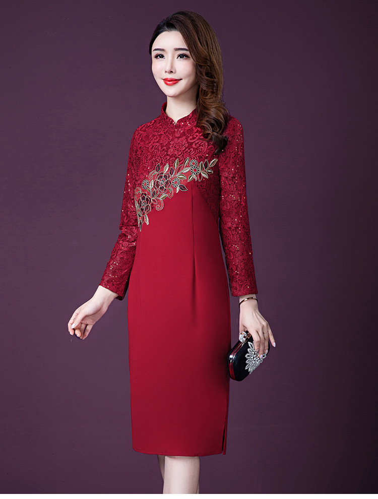 高贵婚宴妈妈礼服刺绣连衣裙货号ym8258