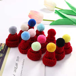 现货可爱毛球毛线迷你小帽子手尖帽手机壳发夹装饰品配件毛球帽子