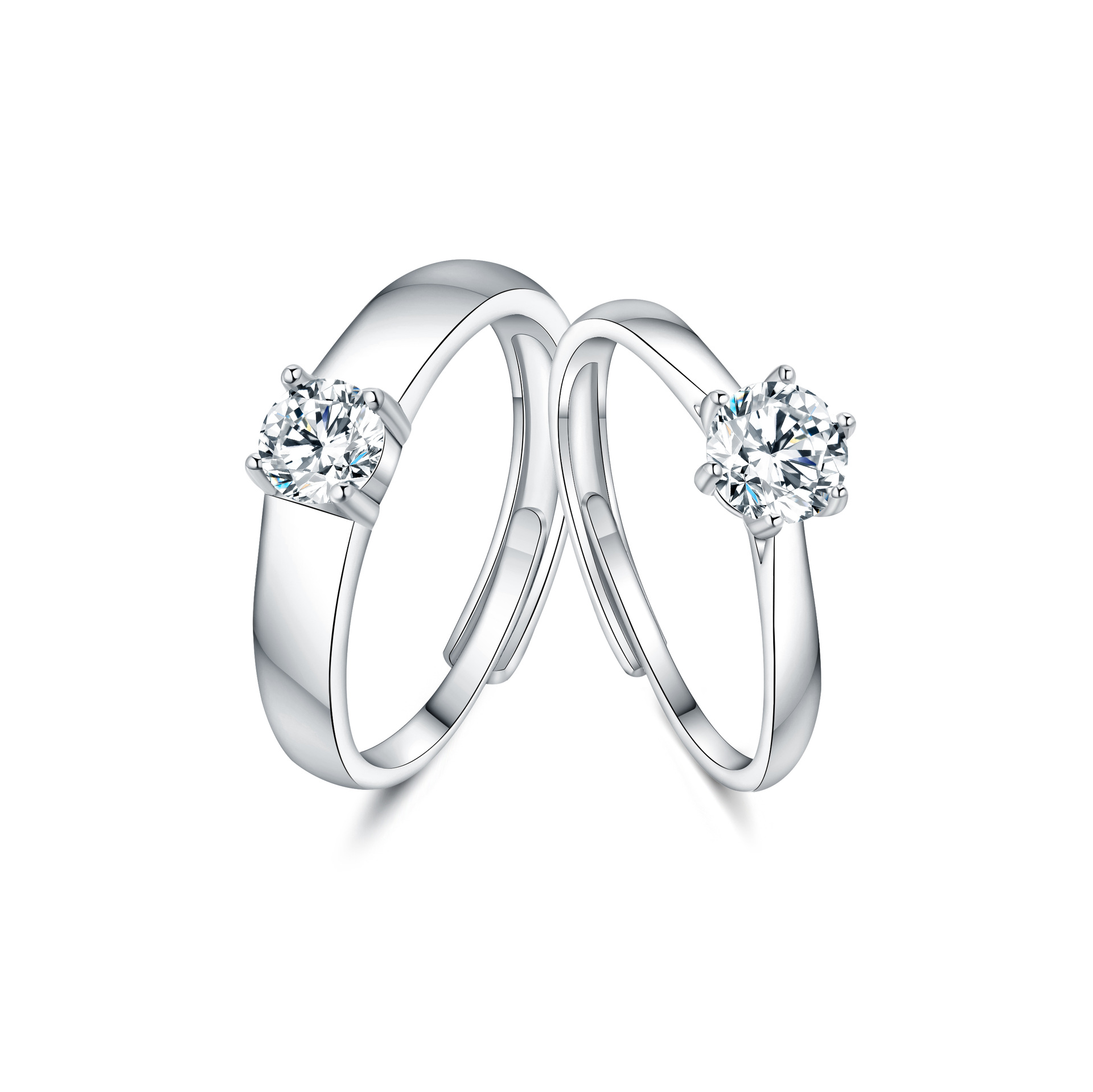 2克拉钻戒正1克拉情侣对戒男女一对18k白金求婚结婚戒指