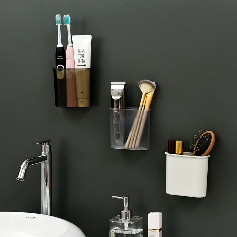 Storage Box Bathroom Wall-Mounted Toothpaste Toothbrush Case No Trace in Bathroom Paste Storage Rack Household Bathroom Storage Rack