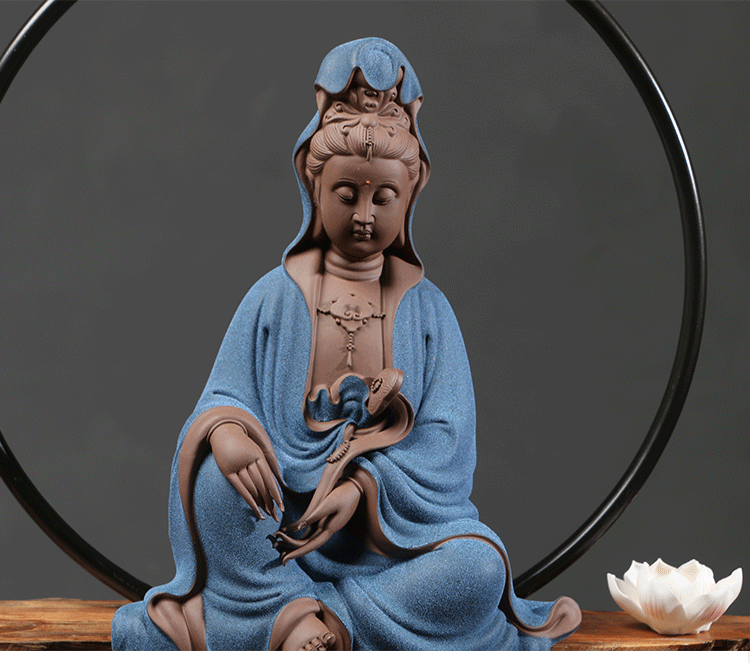 如意观音佛像摆件陶瓷观世音菩萨居家供奉瓷器工艺品家居摆饰