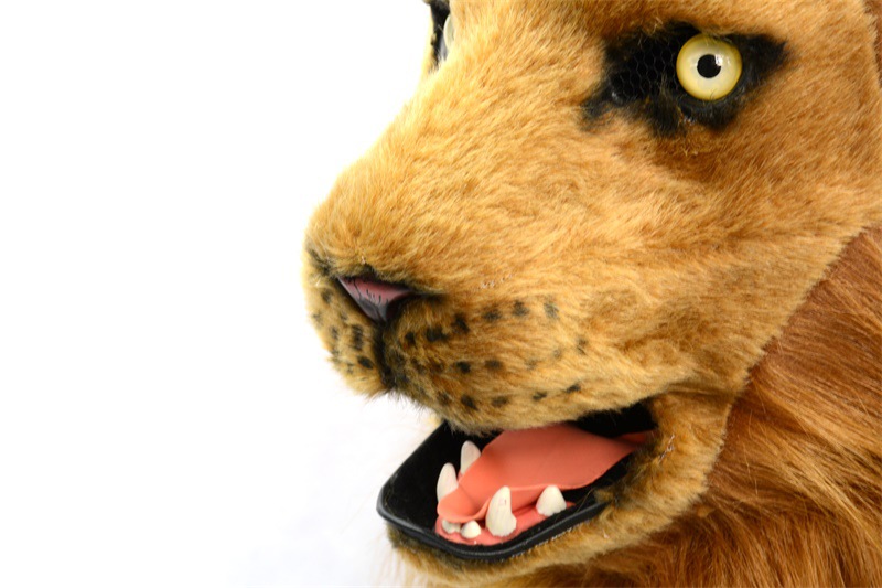 短视频拍摄用品化妆舞会装扮棕狮子面具毛绒动嘴头套环保可出口