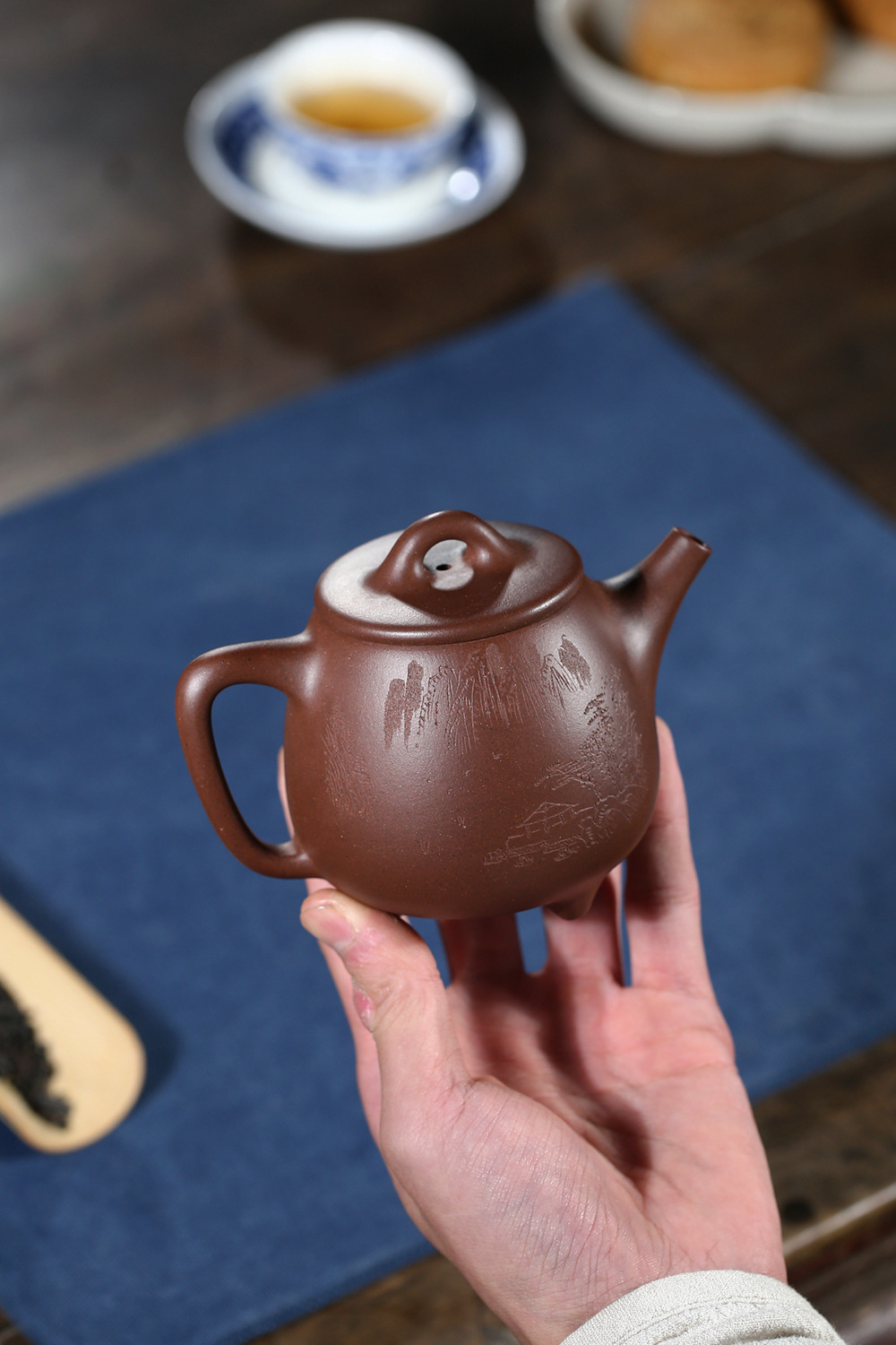 宜兴紫砂壶名家全手工高石瓢壶260cc家藏紫泥红茶壶绿茶一件代发