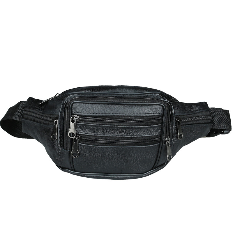 Men's Belt Bag Top Layer Leather Business Coin Purse Cattle Leather Waist Bag Large Capacity Yoga Sports Bag Crossbody Waist Bag