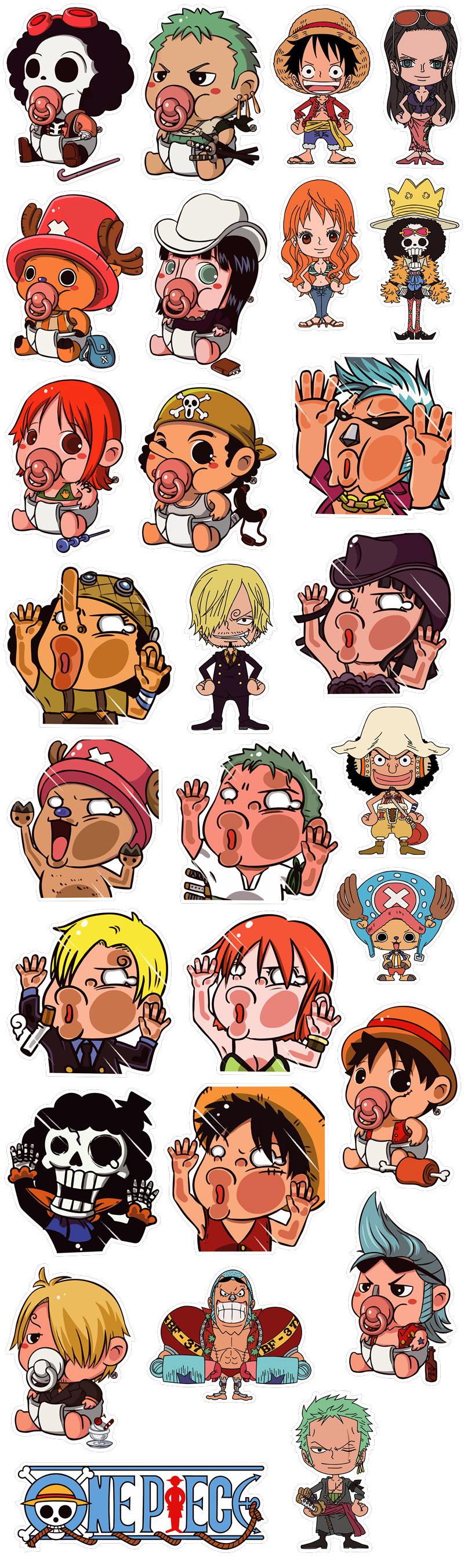 28张装动漫海贼王航海王onepiece路飞卡通贴纸手账笔记本汽车贴画