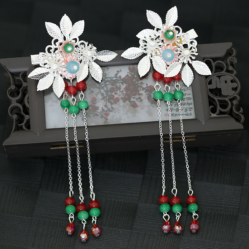 2019新款古装汉服元素发饰襦裙发饰花朵流苏步摇插梳莲花发夹