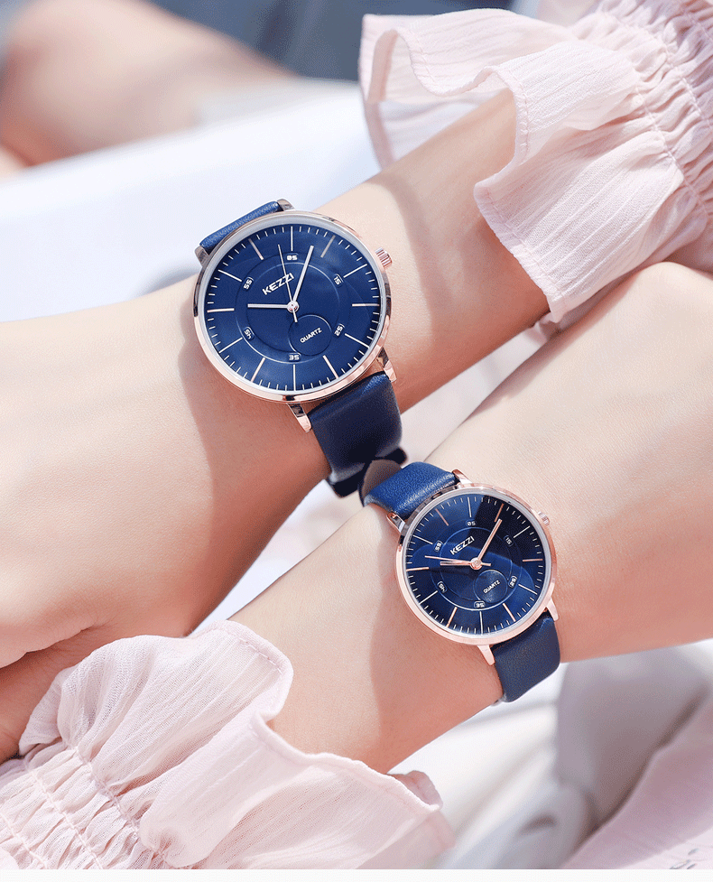 正品珂紫时尚潮流情侣手表男女士防水皮带黑白休闲石英表学生手表