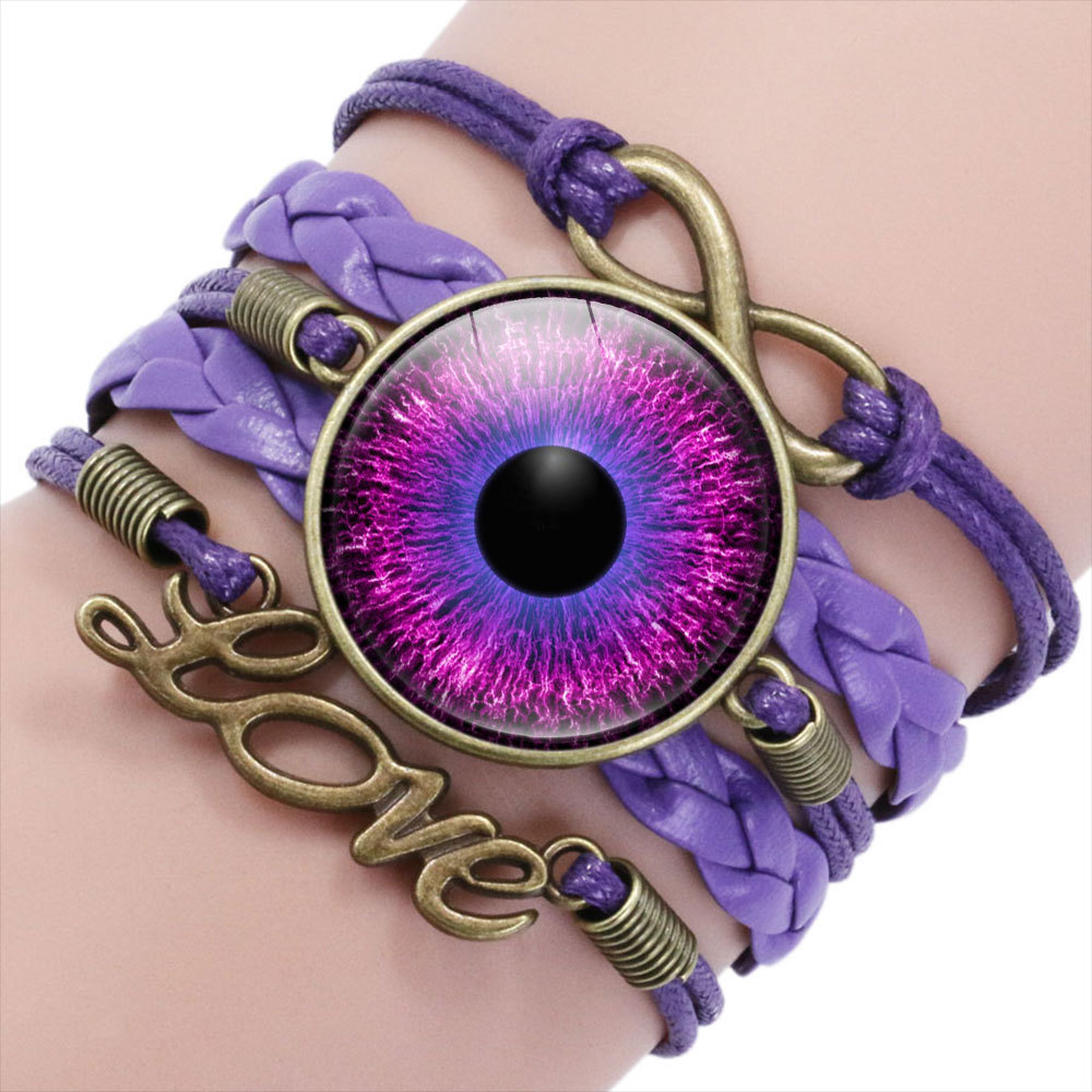 跨境新品配饰 恶魔之眼宝石多层编织手链 幸运护身符 生日礼物