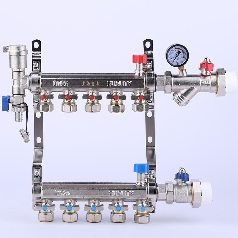 精品日丰全铜分集水器全铜锻压一体双阀2至10路pert地暖管分水器
