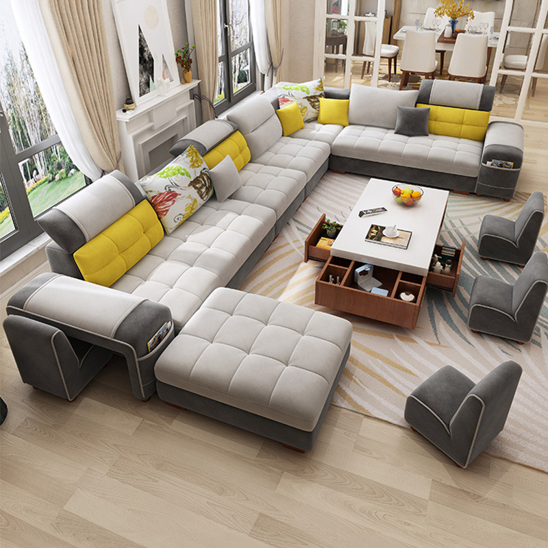 布艺沙发组合现代简约可拆洗大小户型客厅转角家具沙发批发厂家