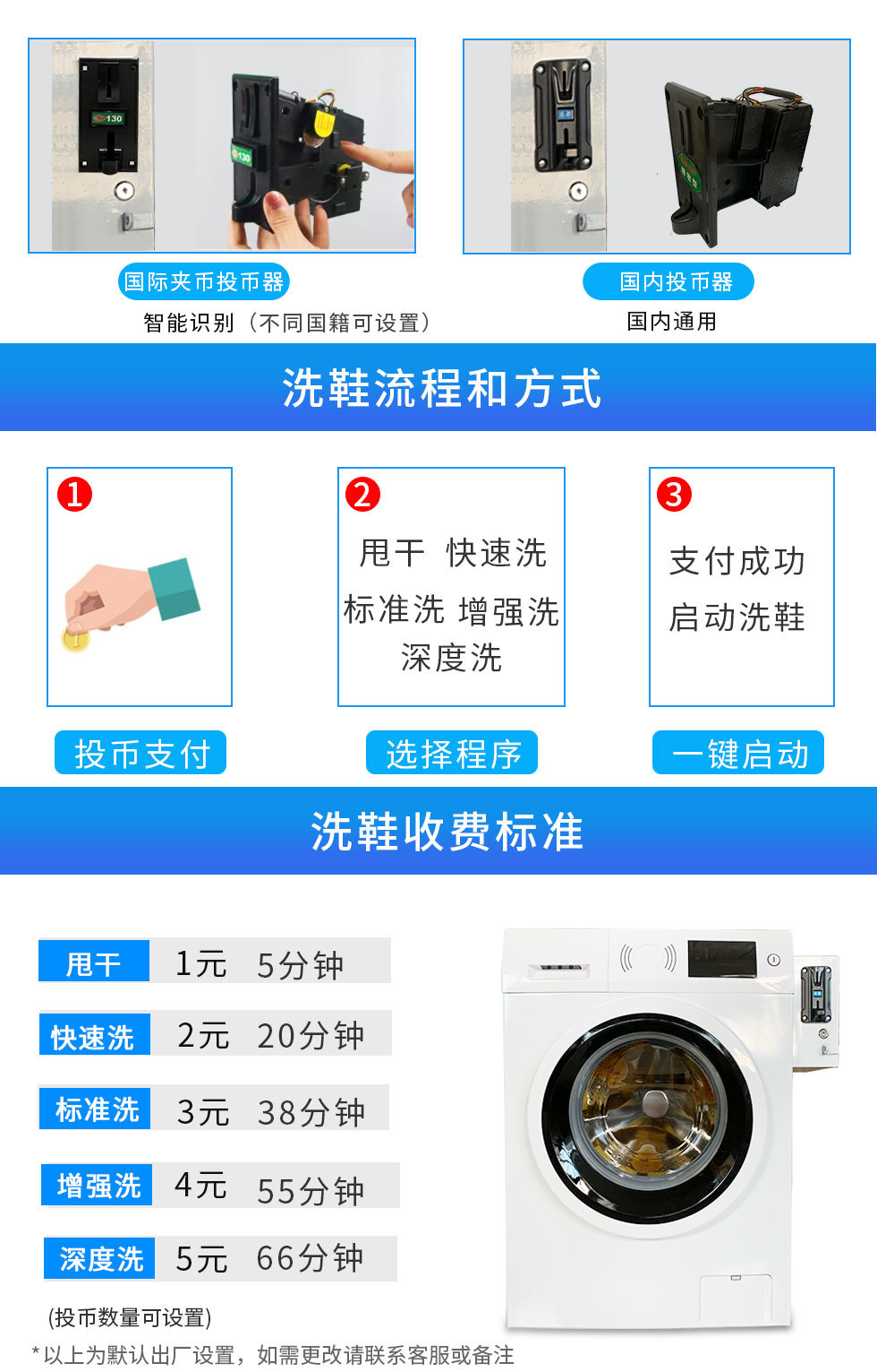 批发全自动智能滚筒投币刷卡手机支付洗鞋机商用洗脱一体一件代发