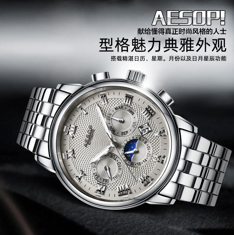 aesop伊索2019新款厂家批发手表全自动机械表防水型号9016g