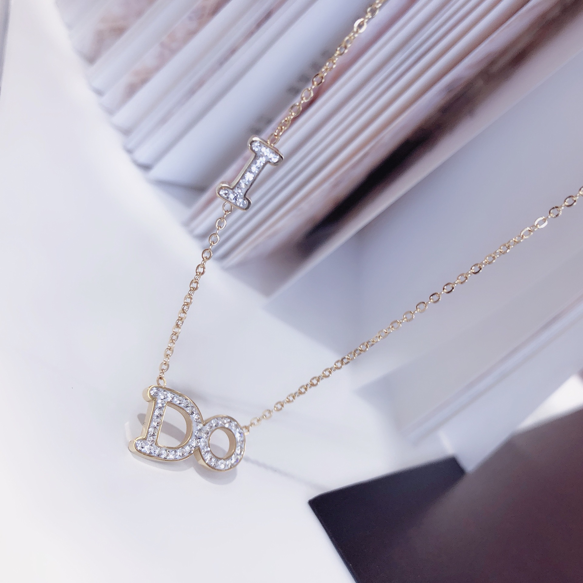 项链女士饰品ido项链锁骨链日韩版字母送女友配饰夏季