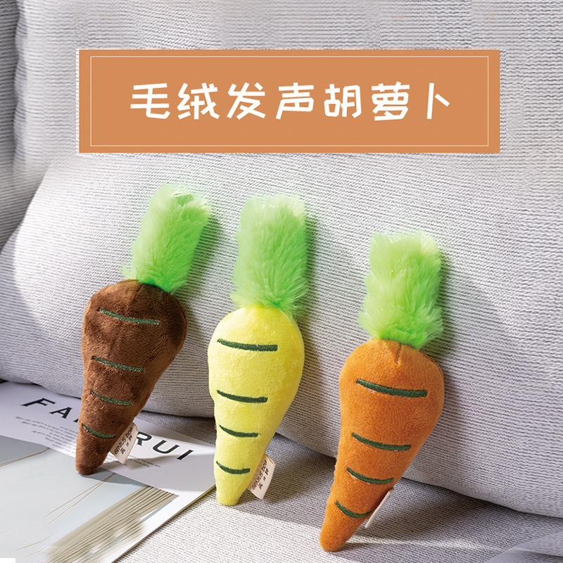 Factory Direct Sales Popular Vegetable Series Pet Toy Plush Sound Color Carrot Cat Toy