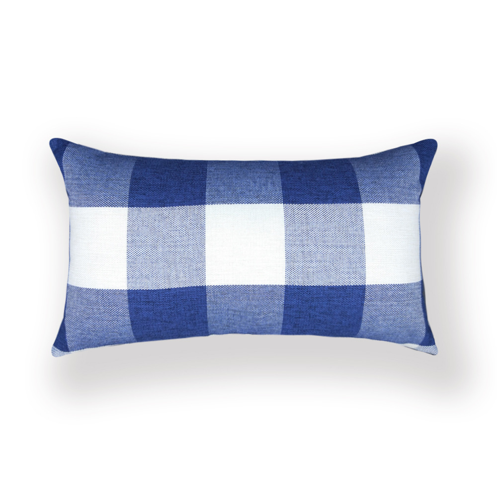 跨境新款亚麻纯色格子抱枕套靠垫套腰枕亚马逊美式家居