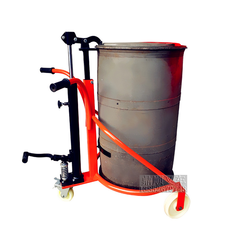 批发350公斤脚踏式液压油桶搬运叉车铁塑桶两用手推车圆桶运输车