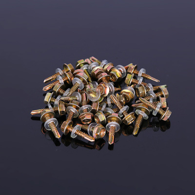 厂家批发 上海宏挺闪钻钻尾螺丝外六角钻尾钉镀彩六角钻尾丝螺丝