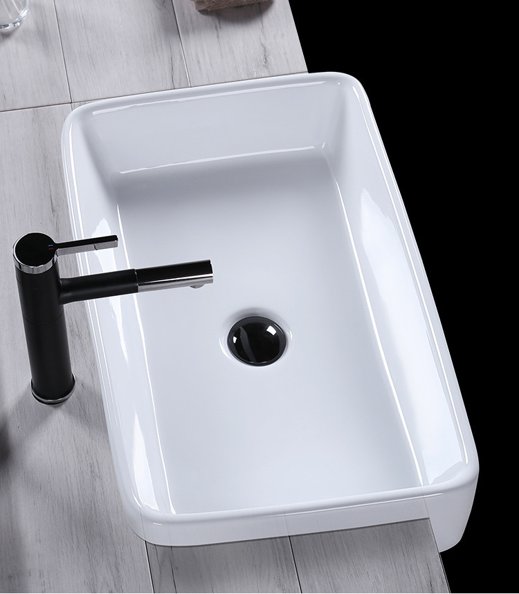 半嵌入式台上盆陶瓷台盆卫生间半挂式洗手盆方形洗脸盆厂家直销