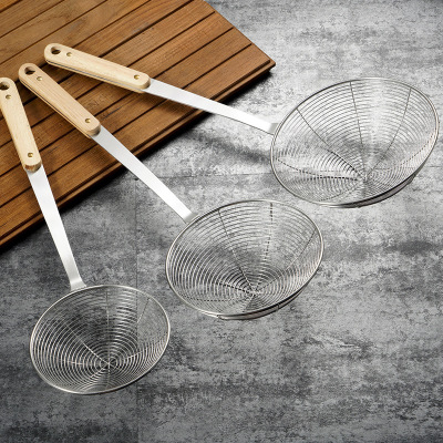 木柄不锈钢线漏火锅勺捞面勺筛米线漏厨房用品油炸大漏勺网漏过滤