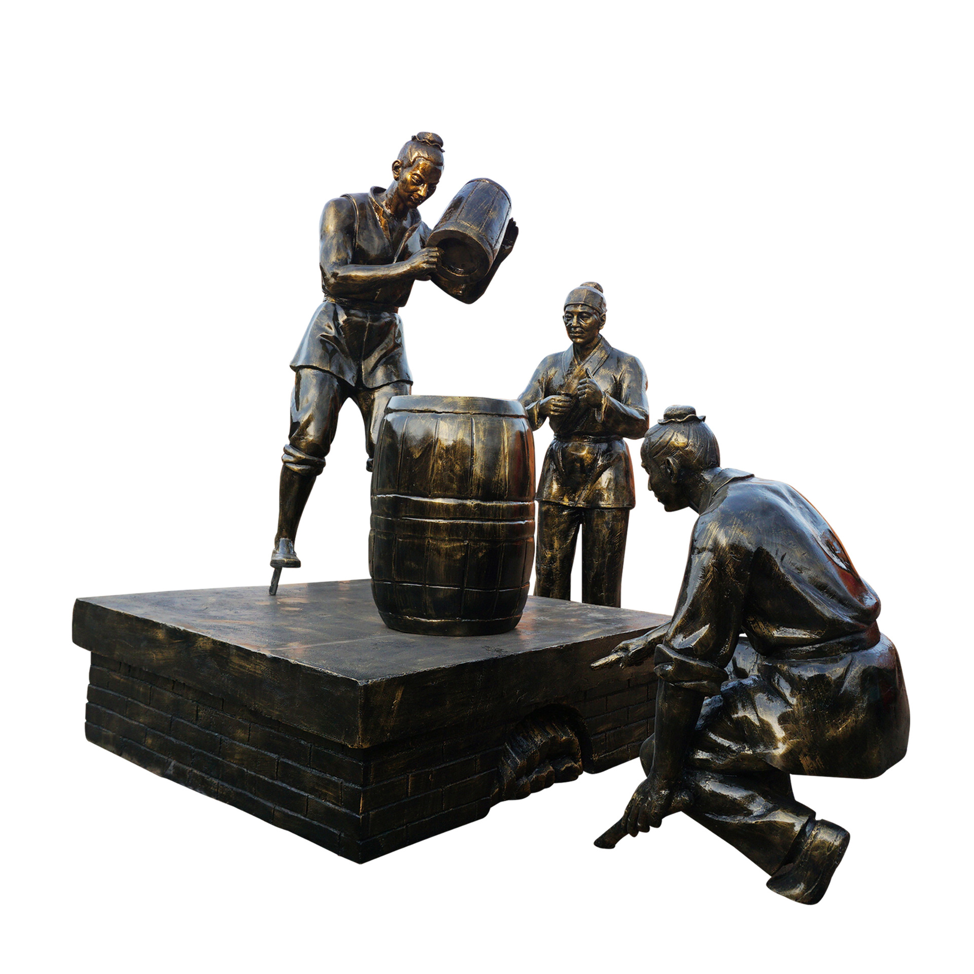 仿铜人物酿酒雕塑卖酒打酒品酒人物摆件酒文化雕塑酒坊门口摆件