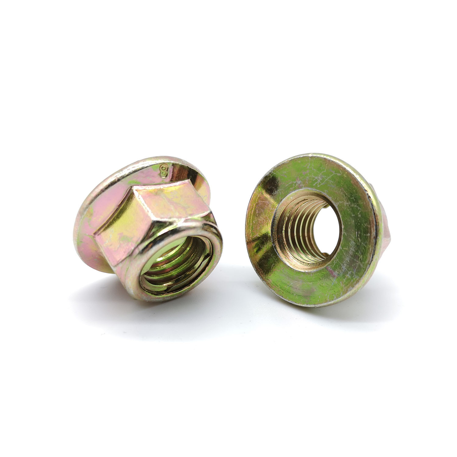 金属锁紧螺母 din6927碳钢六角法兰螺帽防松自锁彩色螺母批发