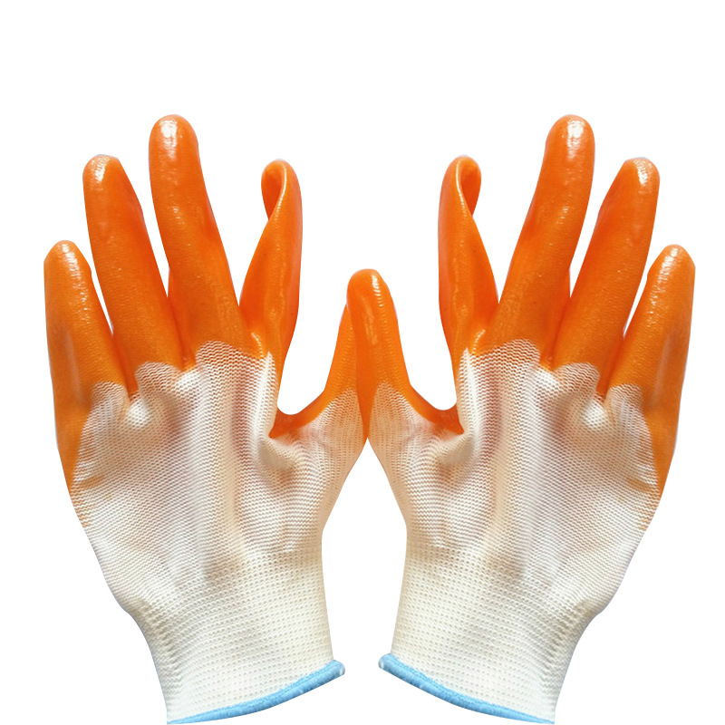 厂家直供pvc全挂塑胶劳保手套工人劳动手套 工业户外防护手套
