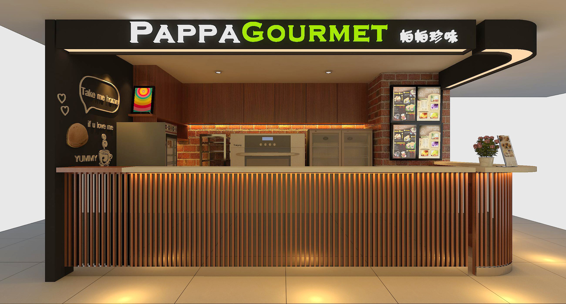 商场奶茶店吧台店铺设计 人造石木质烤漆吧台定制 服务台收银台