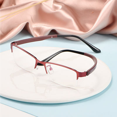 新款女式商务眼镜框 超轻合金半框眼镜架 时尚舒适平光镜3621批发