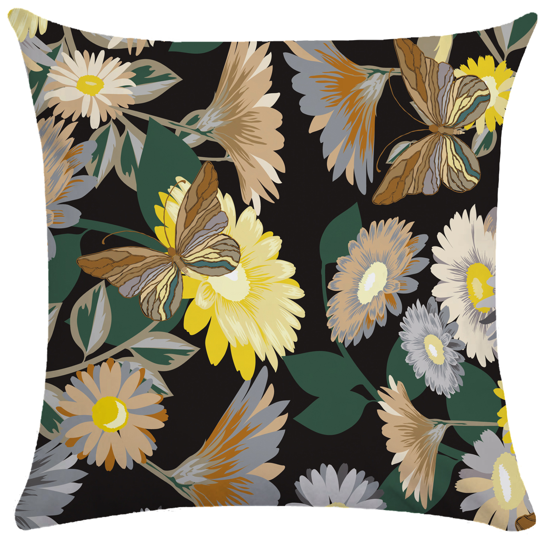 田园风菊花枕套超柔抱枕北花卉植物短毛绒单双面靠枕亚马逊抱枕