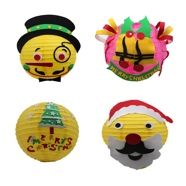 批发圣诞节灯笼 卡通手工diy纸灯笼派对橱窗装饰幼儿园活动纸灯笼