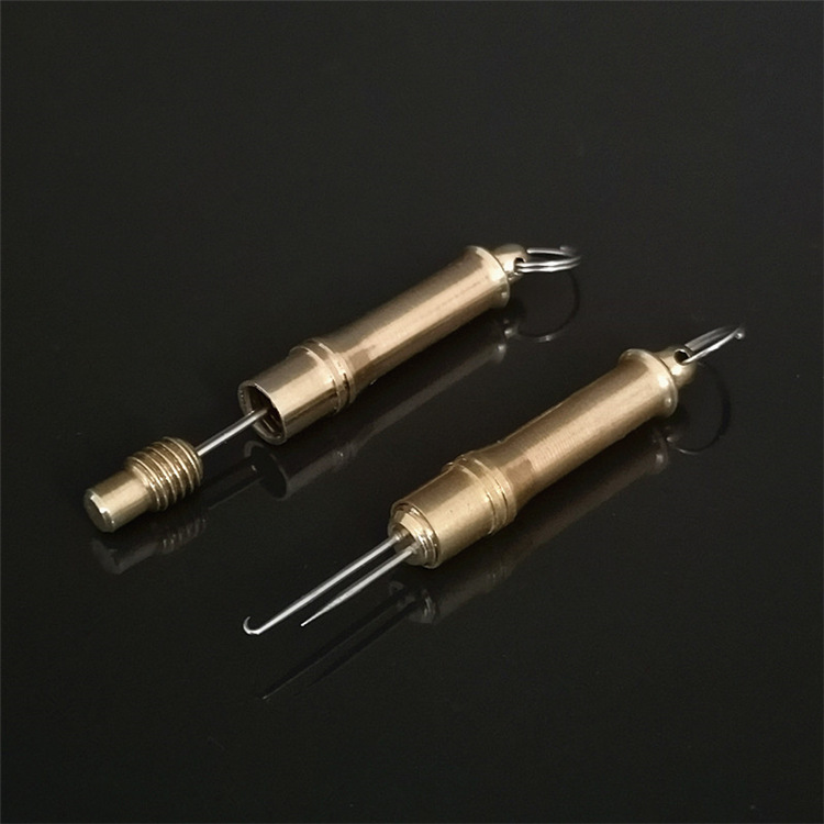 铜制子线打结器 弯钩双针鱼线打结绑线器 钓鱼用品渔具配件批发