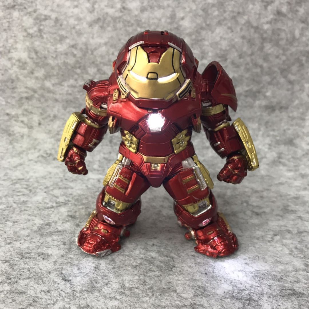 复仇者联盟 钢铁侠反浩克 装甲可发光 带防尘塞 q版公仔 手办模型