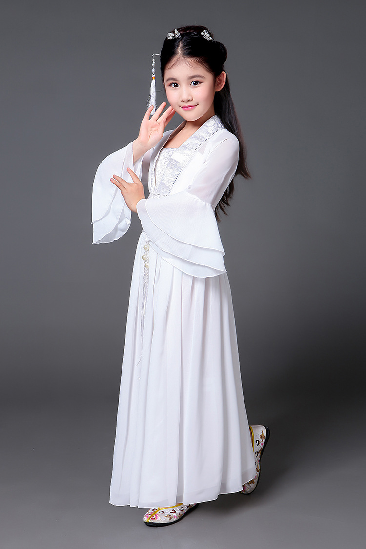 儿童古装七仙女公主裙古筝表演服古代唐装汉服贵妃服装小女孩古装