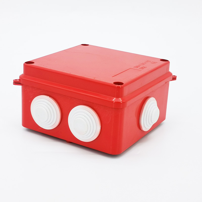 防水接线盒红色100*100*70电源盒户外密封塑料盒明装分线接线盒