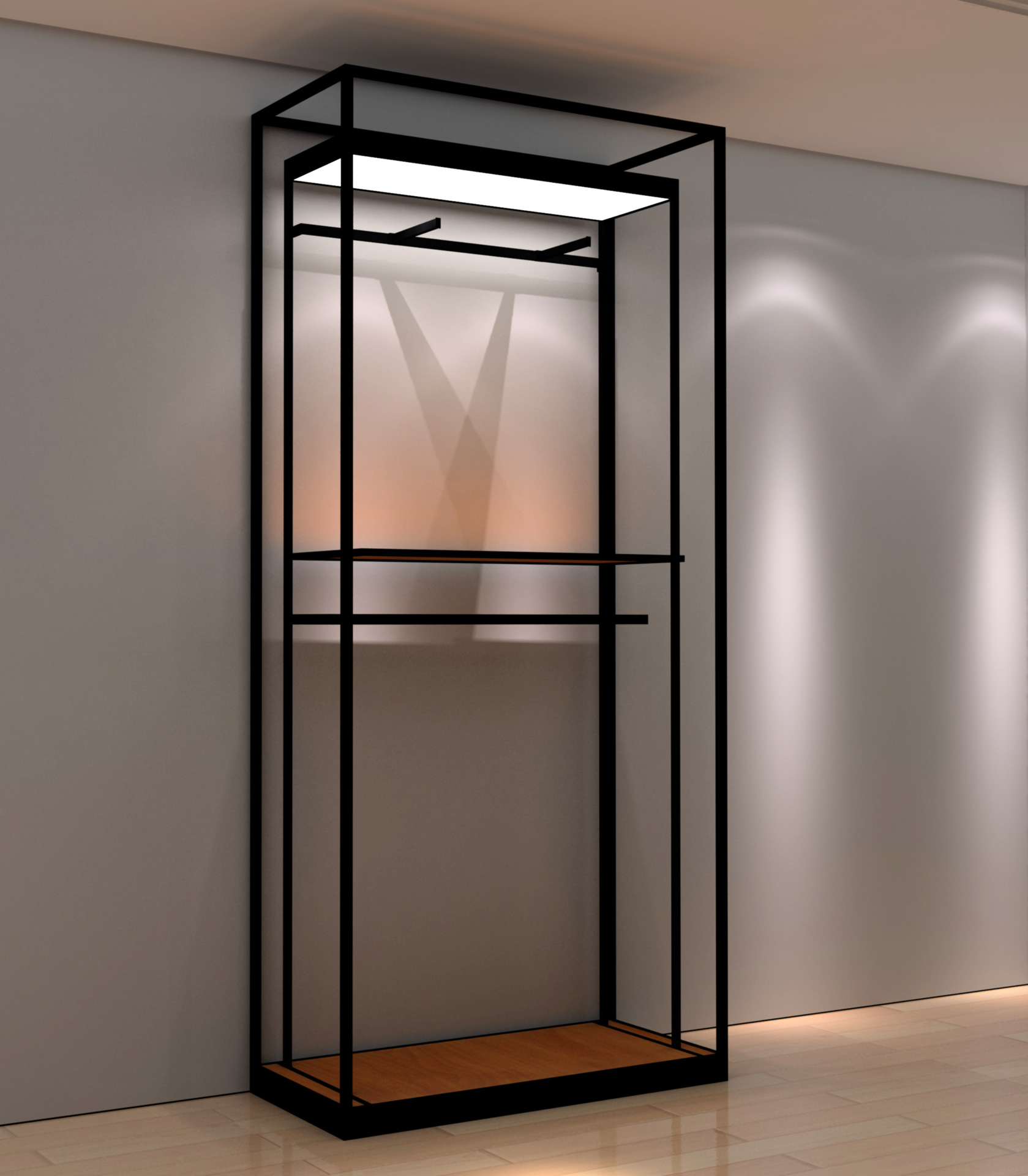 佛山品牌服装展示架定制 男装高柜 休闲男装展示挂架 品牌展示柜